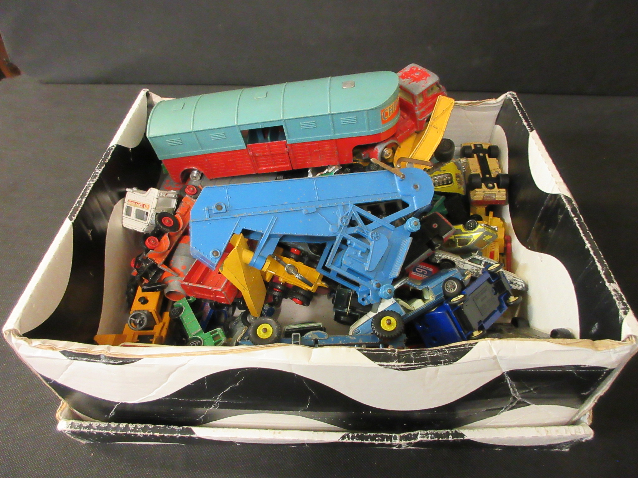 BOX OF PLAY WORN DIECAST VEHICLES Image