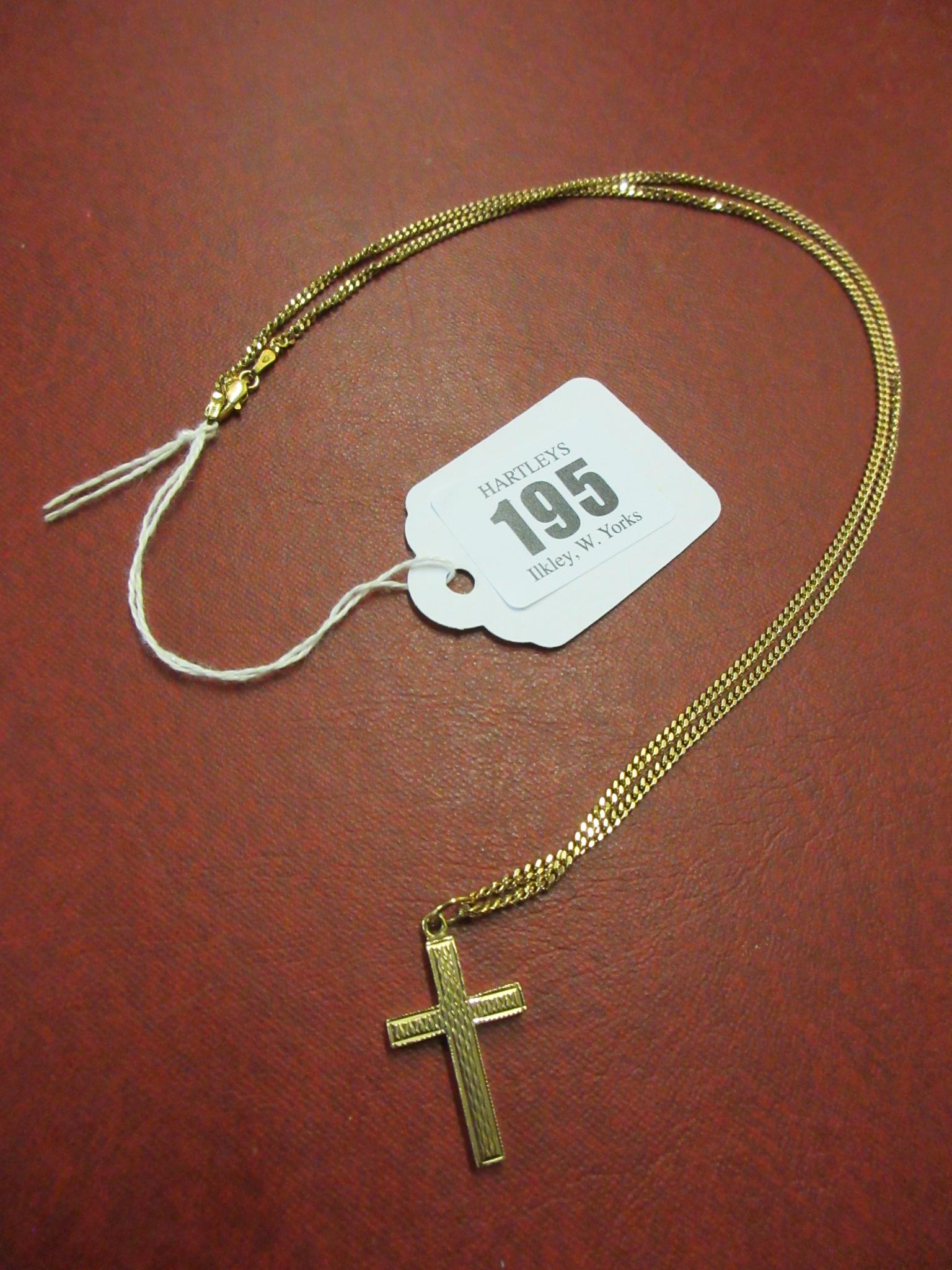 9CT GOLD CROSS PENDANT ON 9CT GOLD CHAIN 10.4g Image