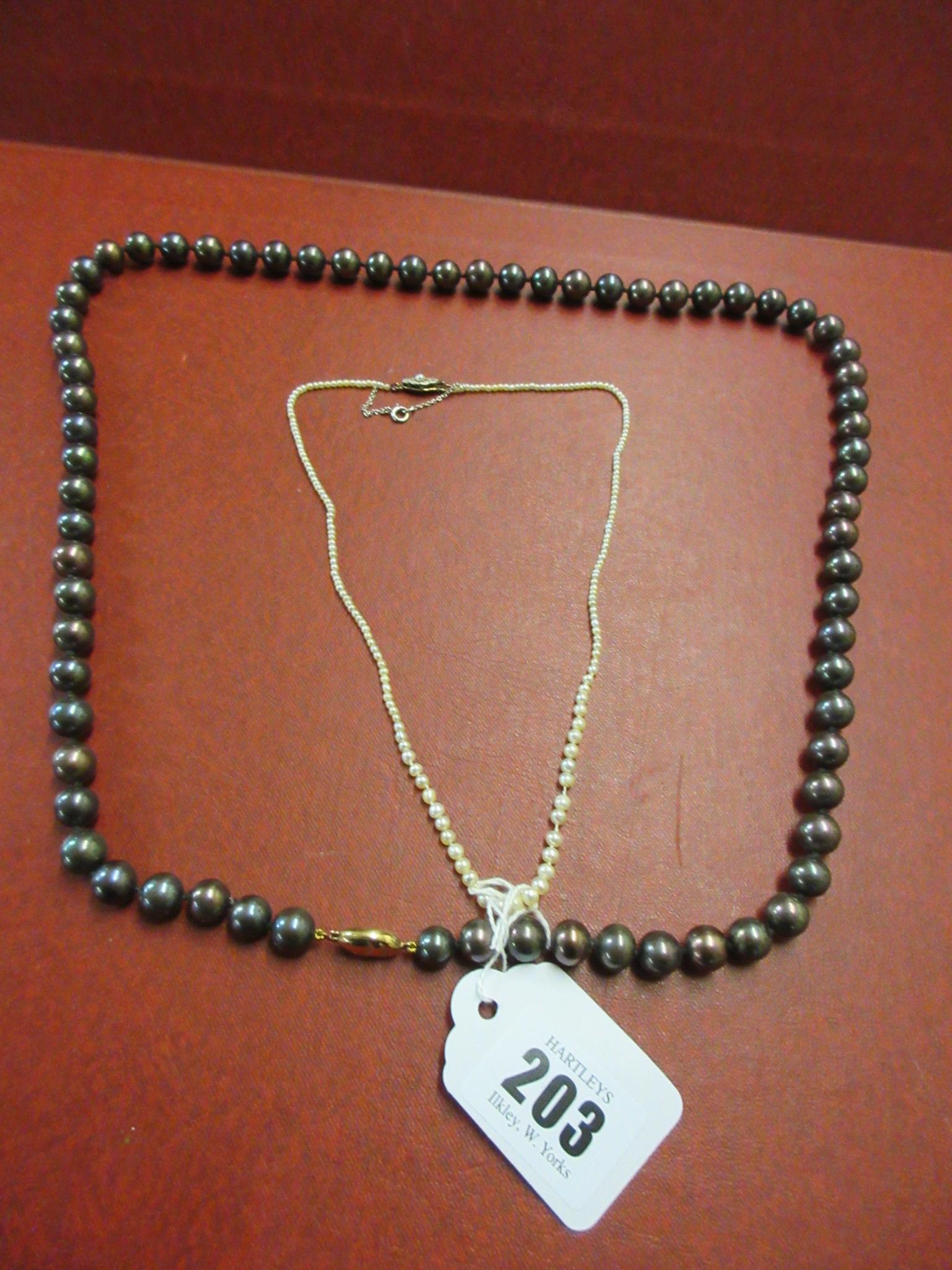 SEED PEARL NECKLACE AND A BLACK CULTURED PEARL NECKLACE Image