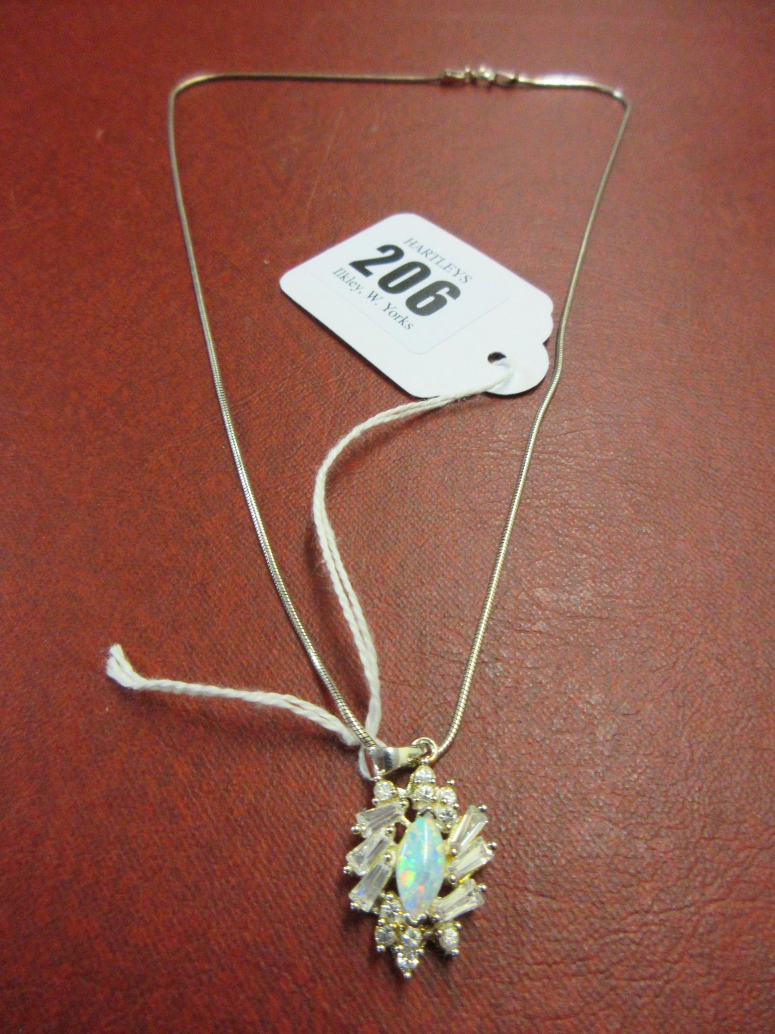 OPAL SET SILVER PENDANT ON SILVER RAT TAIL CHAIN Image