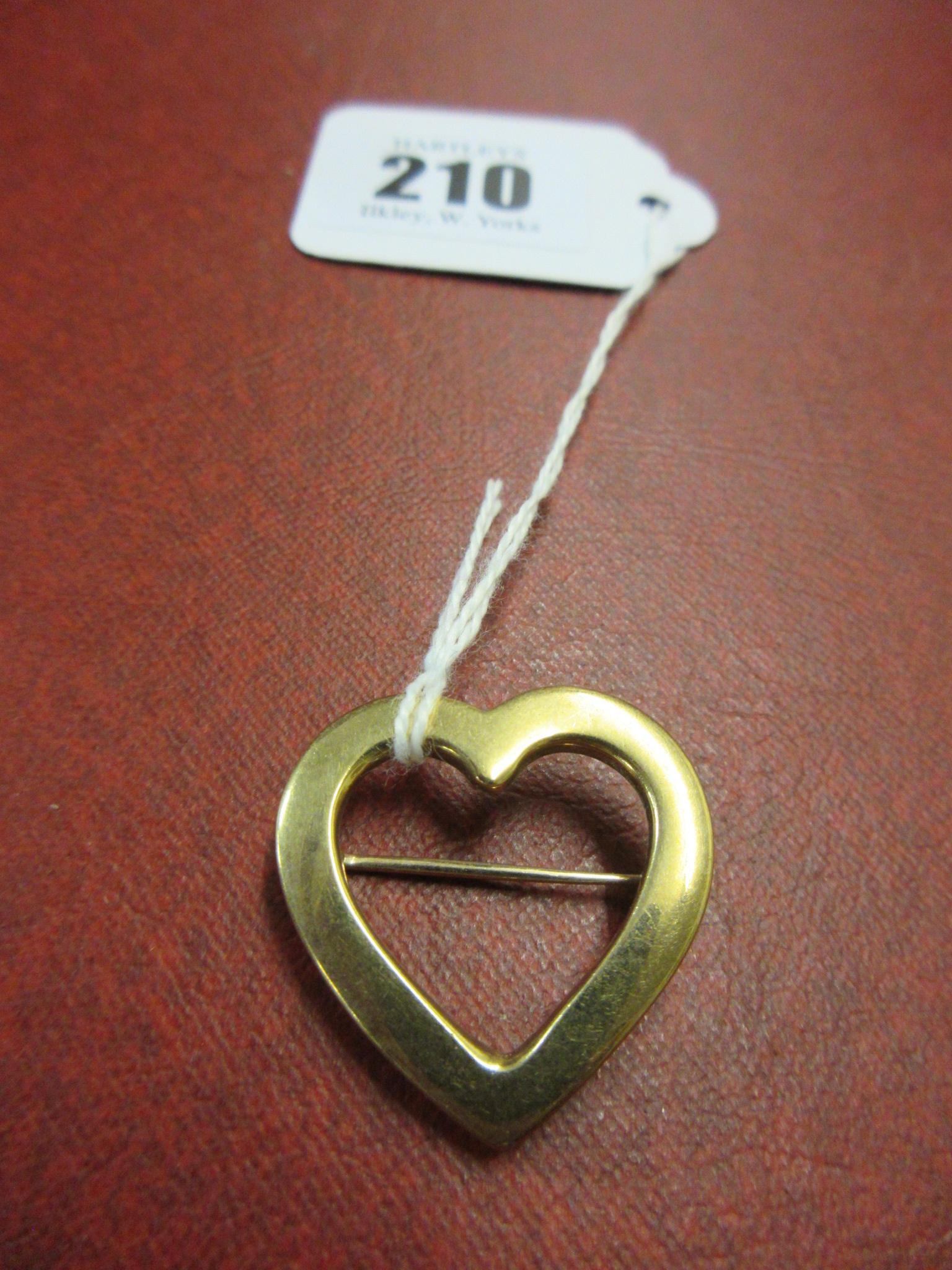9CT GOLD HEART BROOCH - 4.8G Image