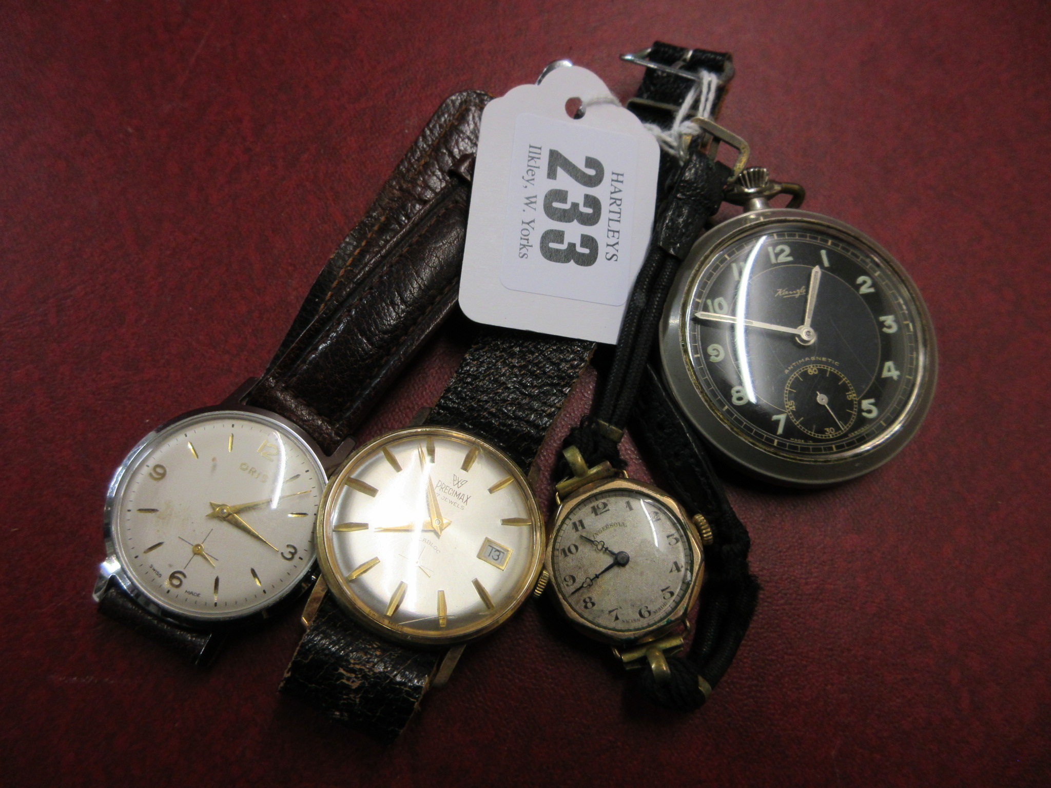 THREE WRISTWATCHES AND A POCKET WATCH Image