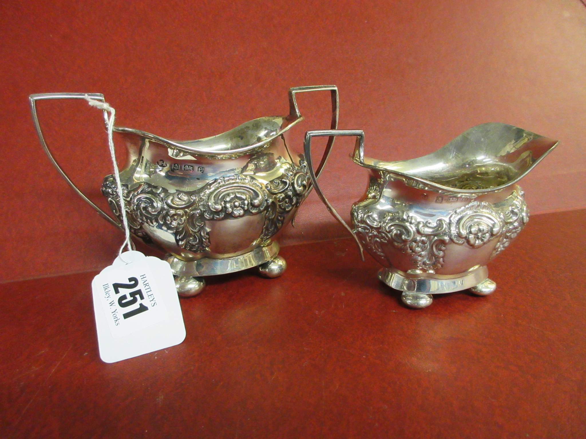 SILVER CREAM JUG AND SUGAR BOWL Image