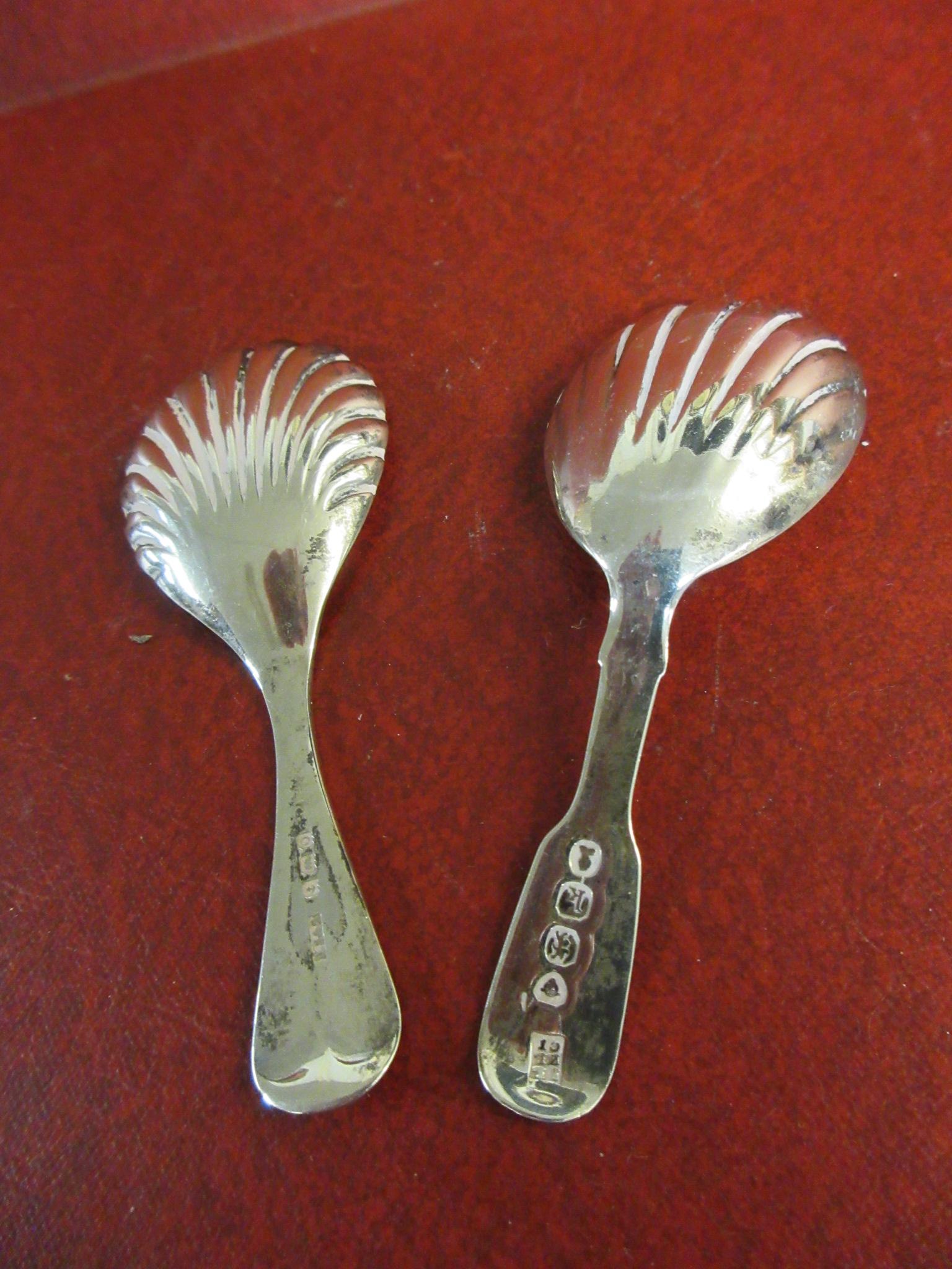 GEORGIAN SILVER CADDY SPOON AND ANOTHER LATER CADDY SPOON Image