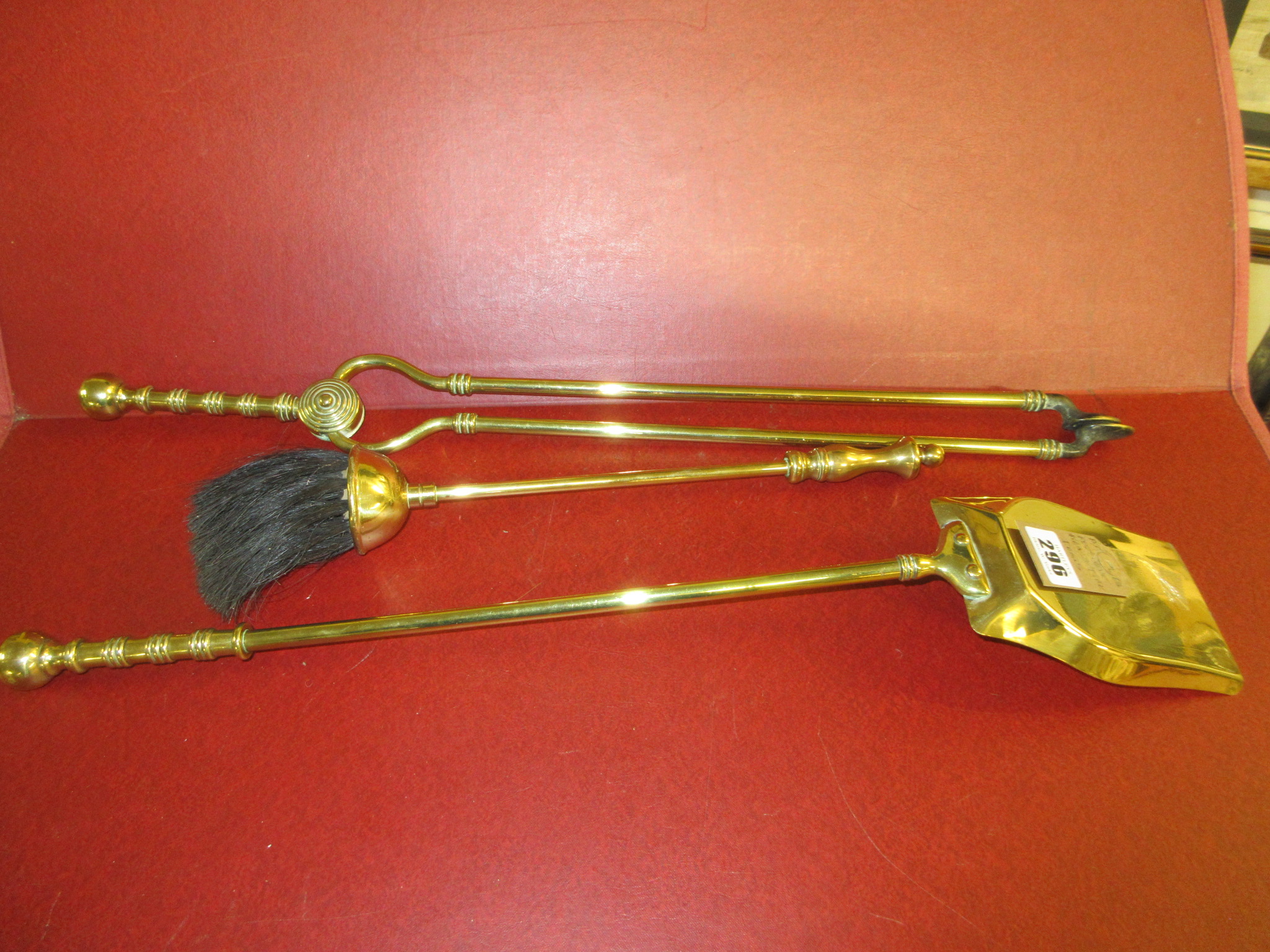 ANTIQUE BRASS FIRE IRONS Image