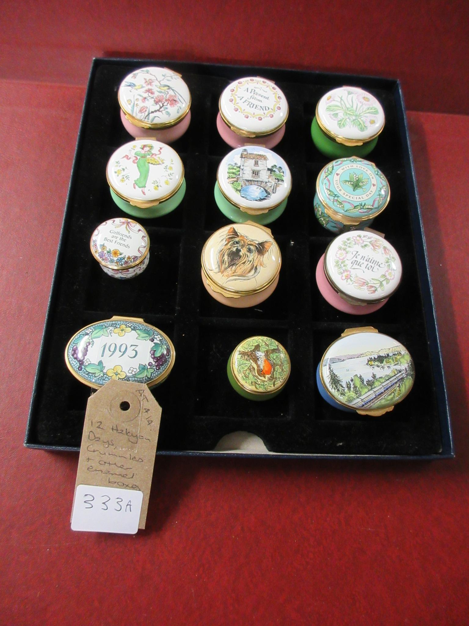 TWELVE HALCYON DAYS CRUMMLES AND OTHER ENAMEL BOXES Image