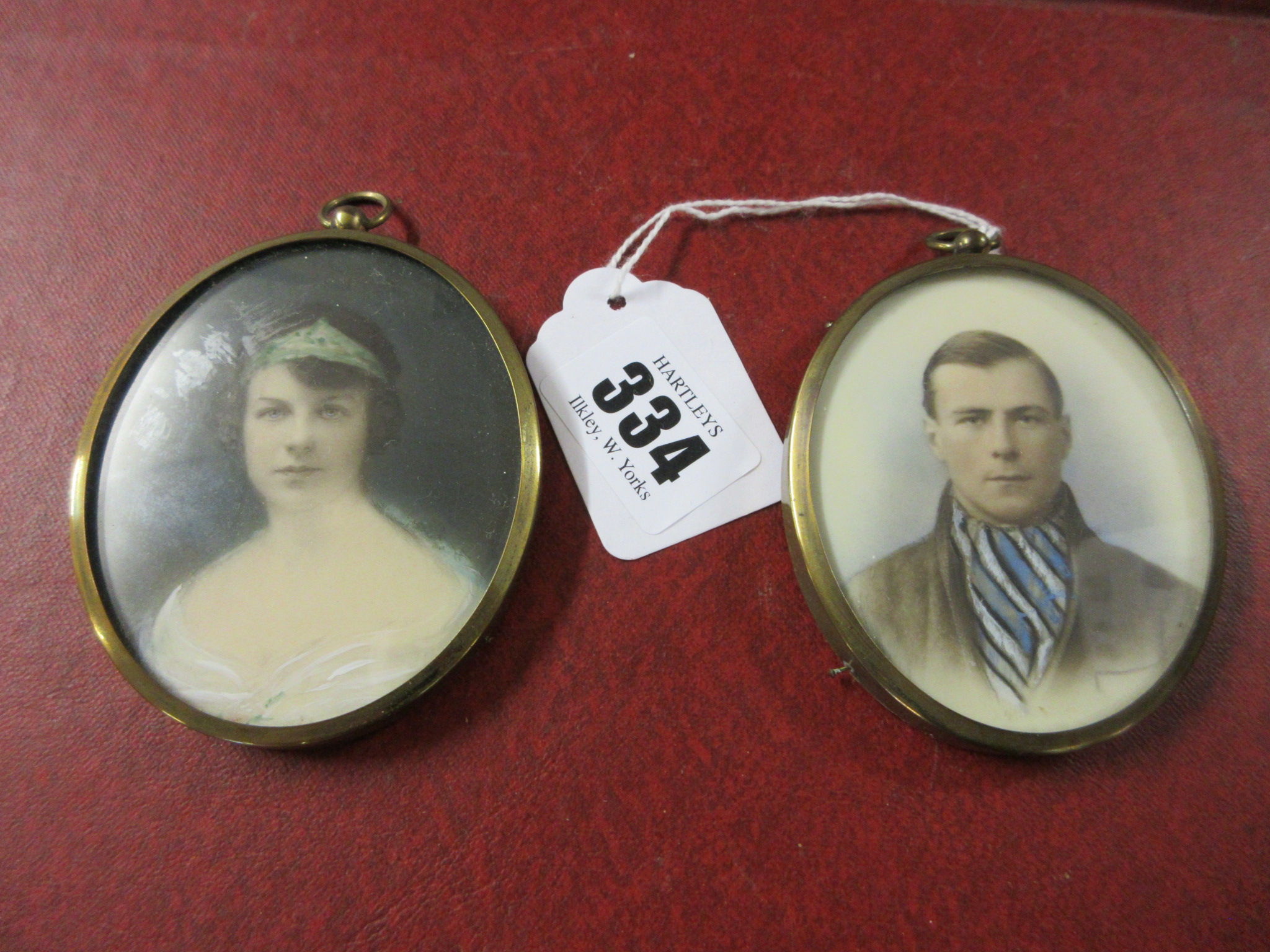 TWO VINTAGE PORTRAIT MINIATURES ON PLASTIC Image