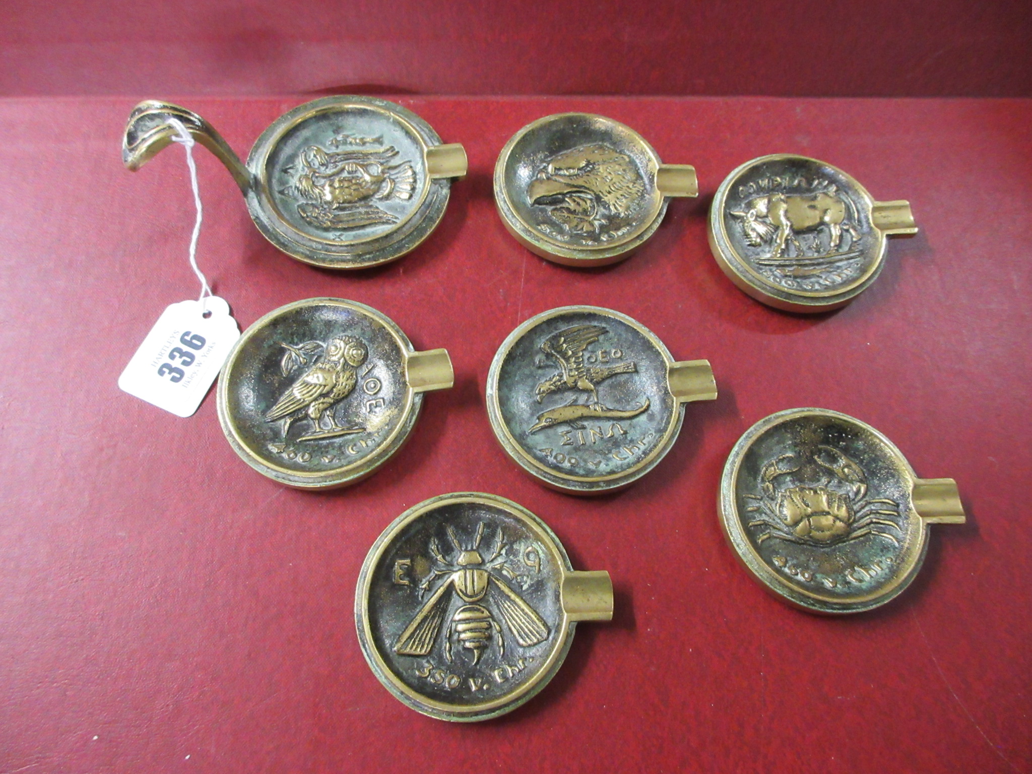 SET OF SIX GERMAN 1950S BRASS ASHTRAYS Image