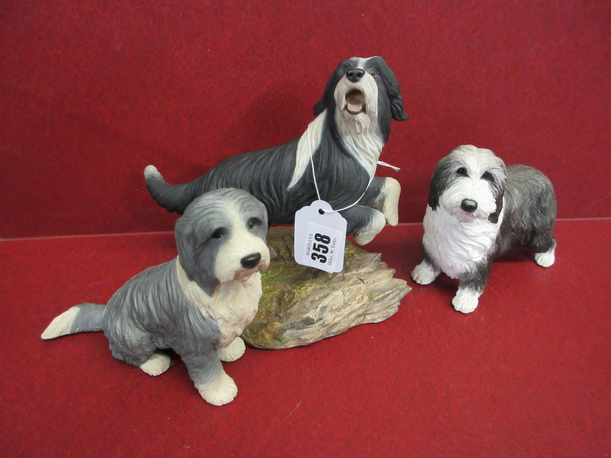 THREE BEARDED COLLIE ORNAMENTS Image