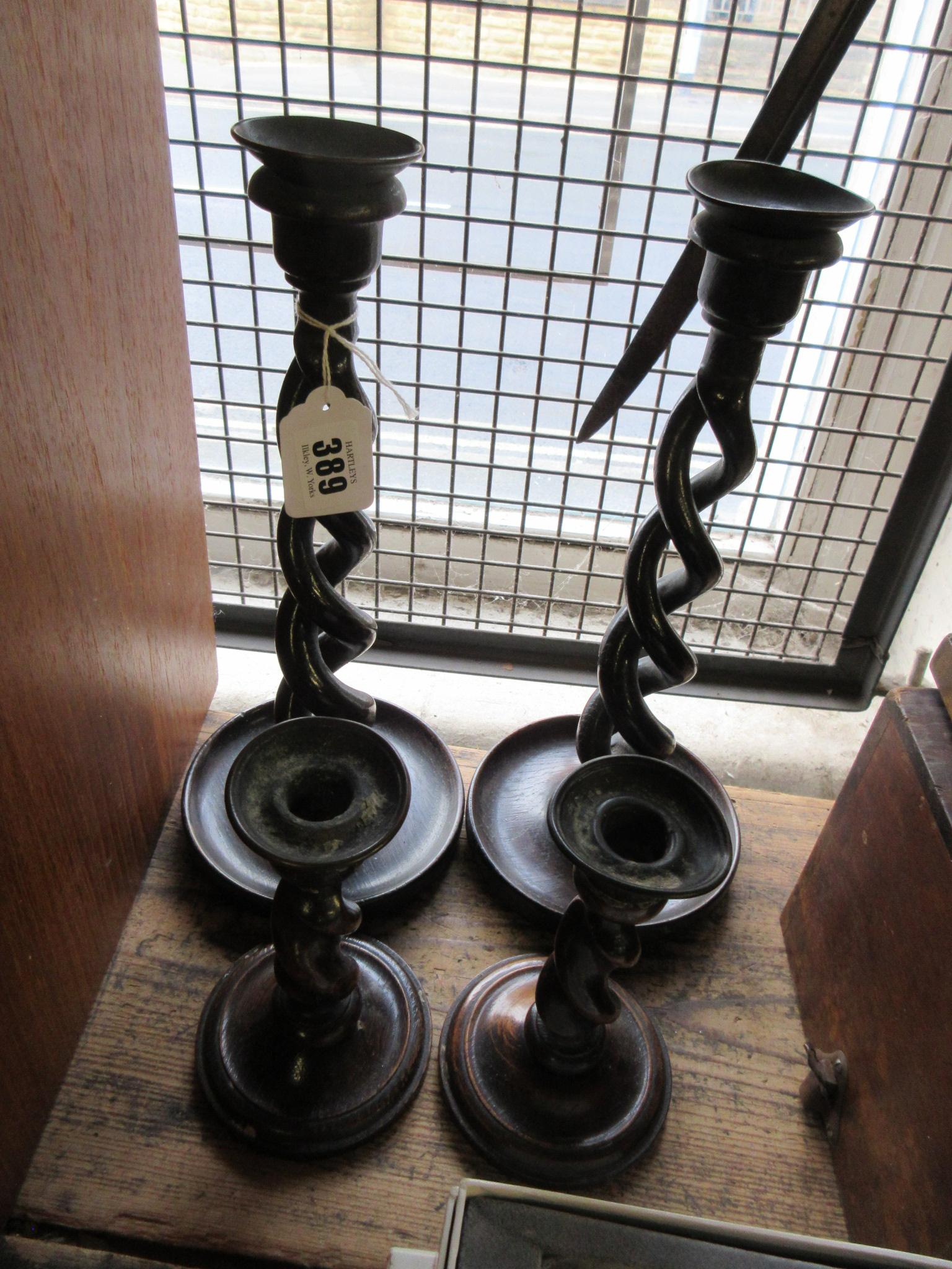 TWO PAIRS OF BARLEY TWIST CANDLESTICKS Image