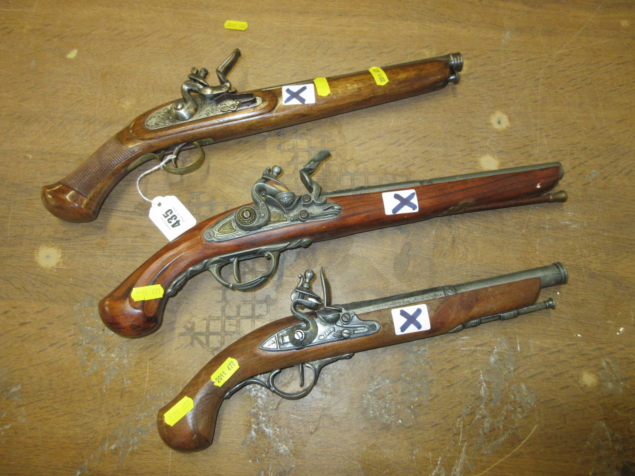 THREE REPRO FLINTLOCK PISTOLS Image