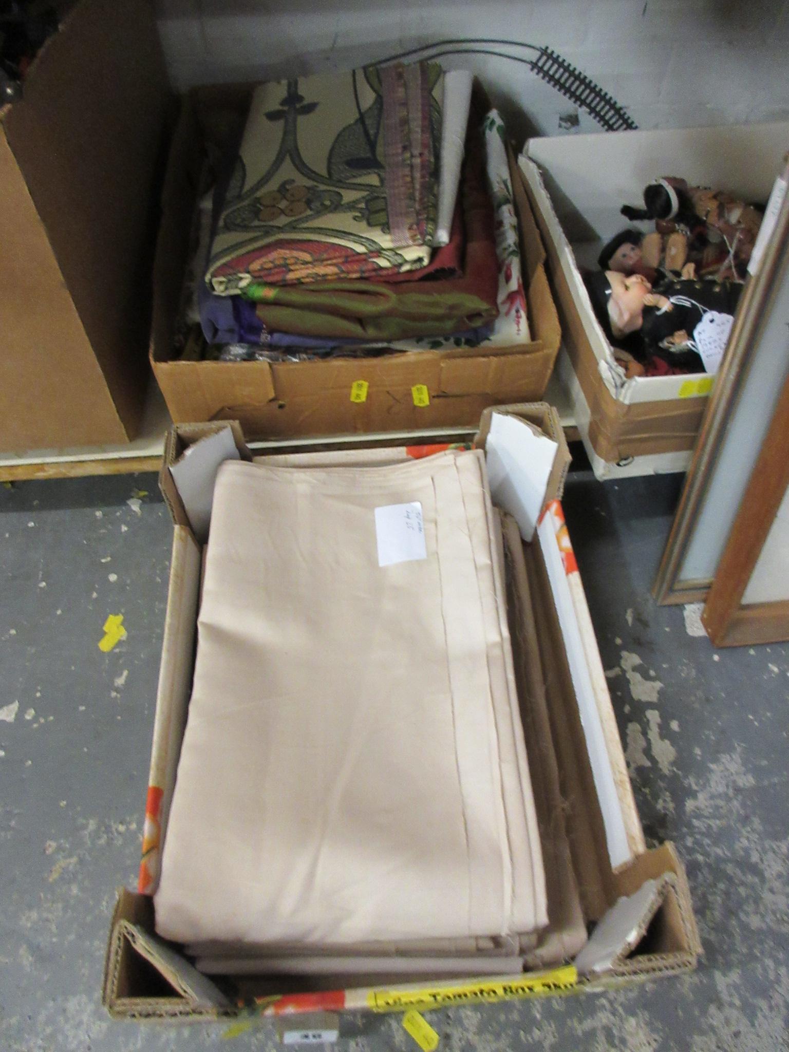TWO BOXES OF CURTAIN LINING AND FABRIC Image