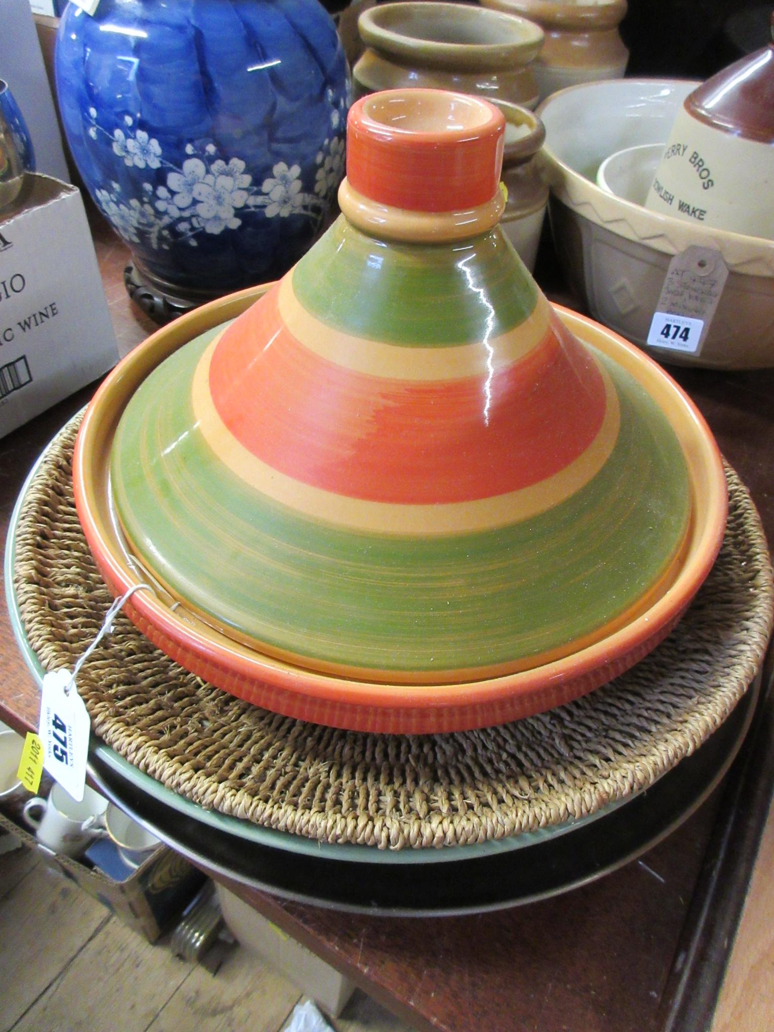 METAL CERAMIC AND WICKER FRUIT BOWLS WITH A TAGINE Image