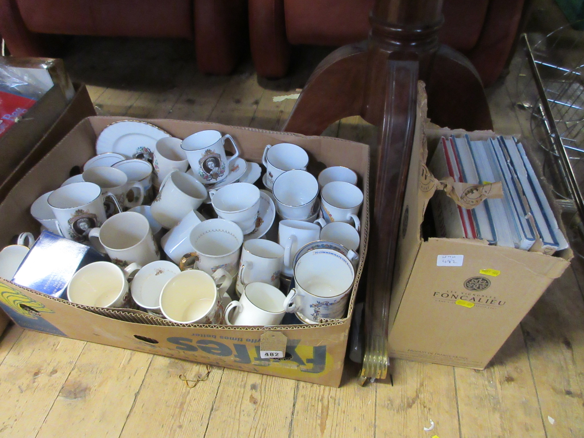 LARGE BOX OF ROYAL COMMEMORATIVE CHINA AND A BOX OF ROYAL BOOKS Image