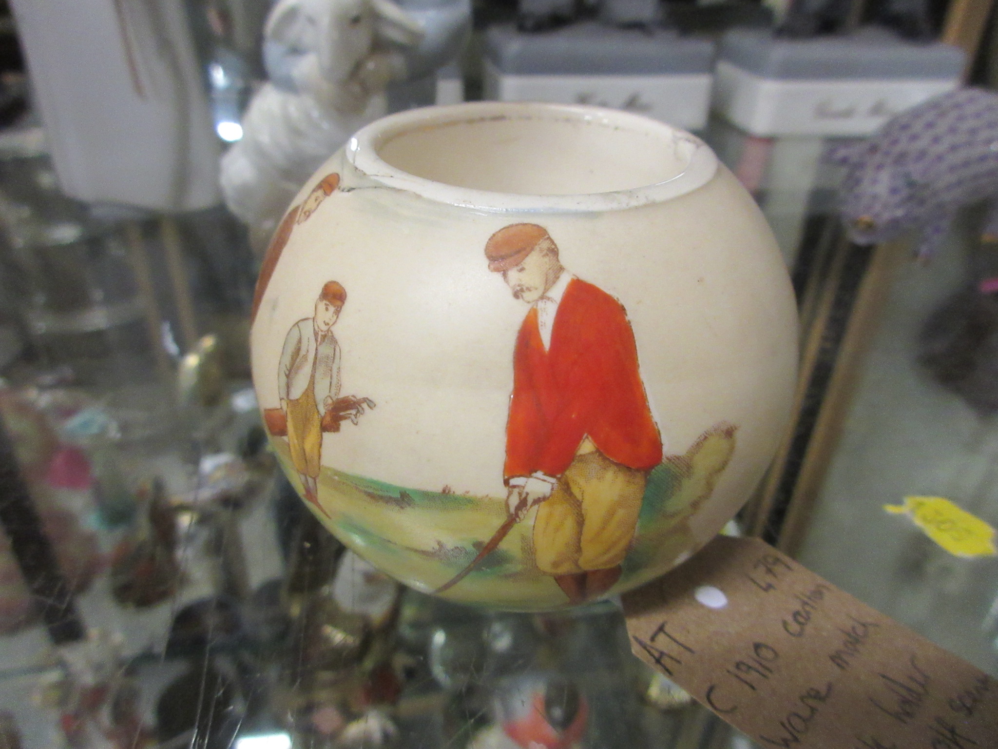CIRCA 1910 CARLTONWARE MATCHSTICK HOLDER WITH GOLFING SCENE Image