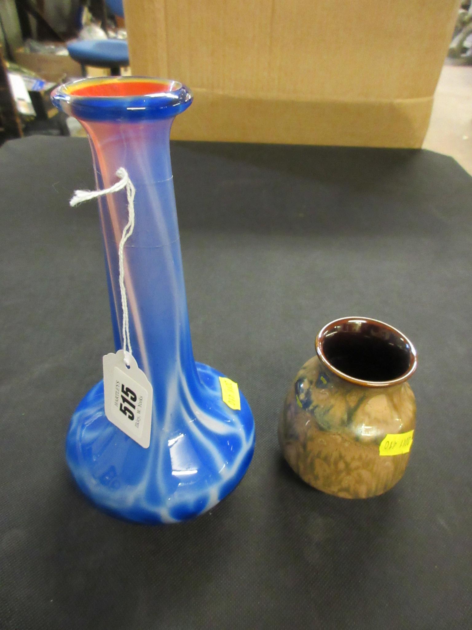 LANCASTRIAN VASE AND A GLASS VASE Image