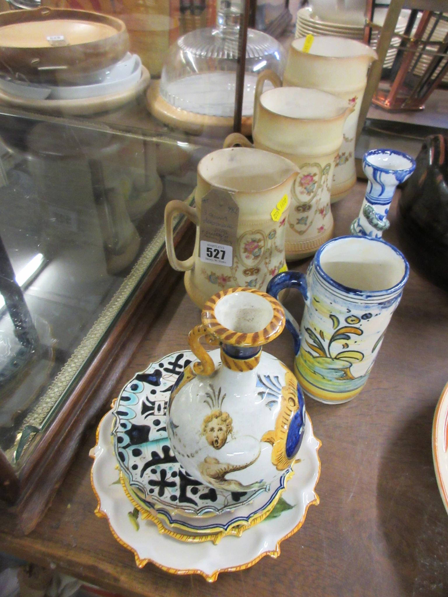 THREE CROWN DEVONWARE JUGS AND A QUANTITY OF POTTERY Image