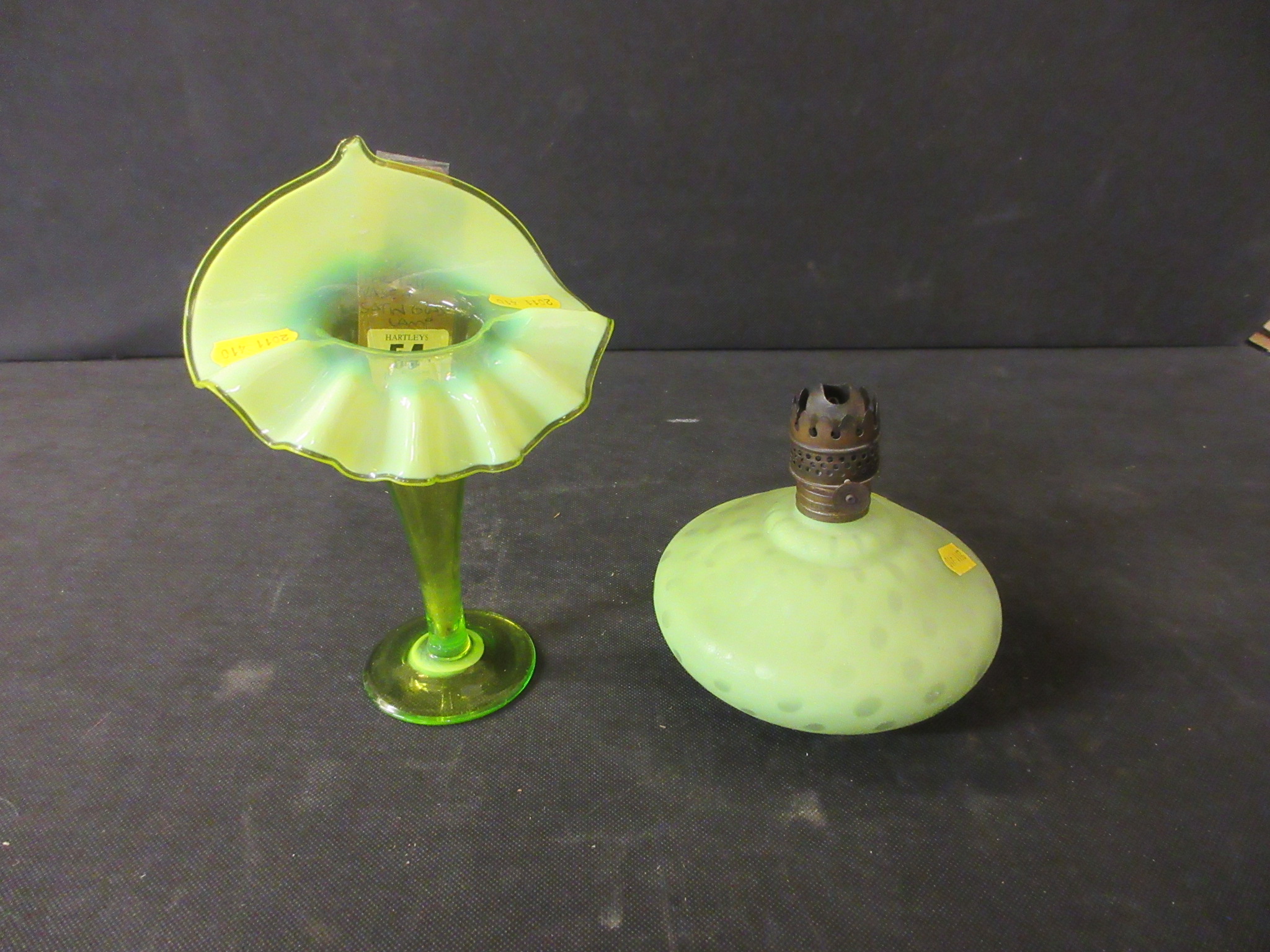 VICTORIAN JACK IN THE PULPIT VASE AND SATIN GLASS LAMP Image
