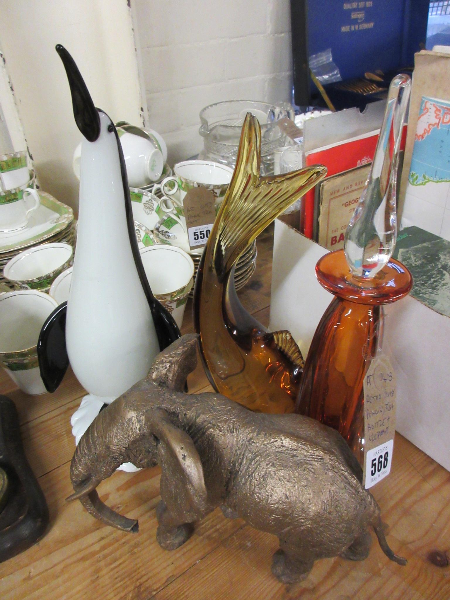 RETRO GLASS PENGUIN, FISH, BOTTLE AND ELEPHANT Image