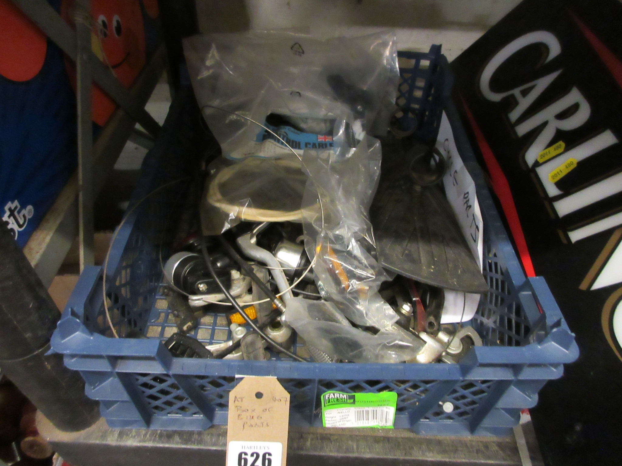 BOX OF BIKE PARTS Image