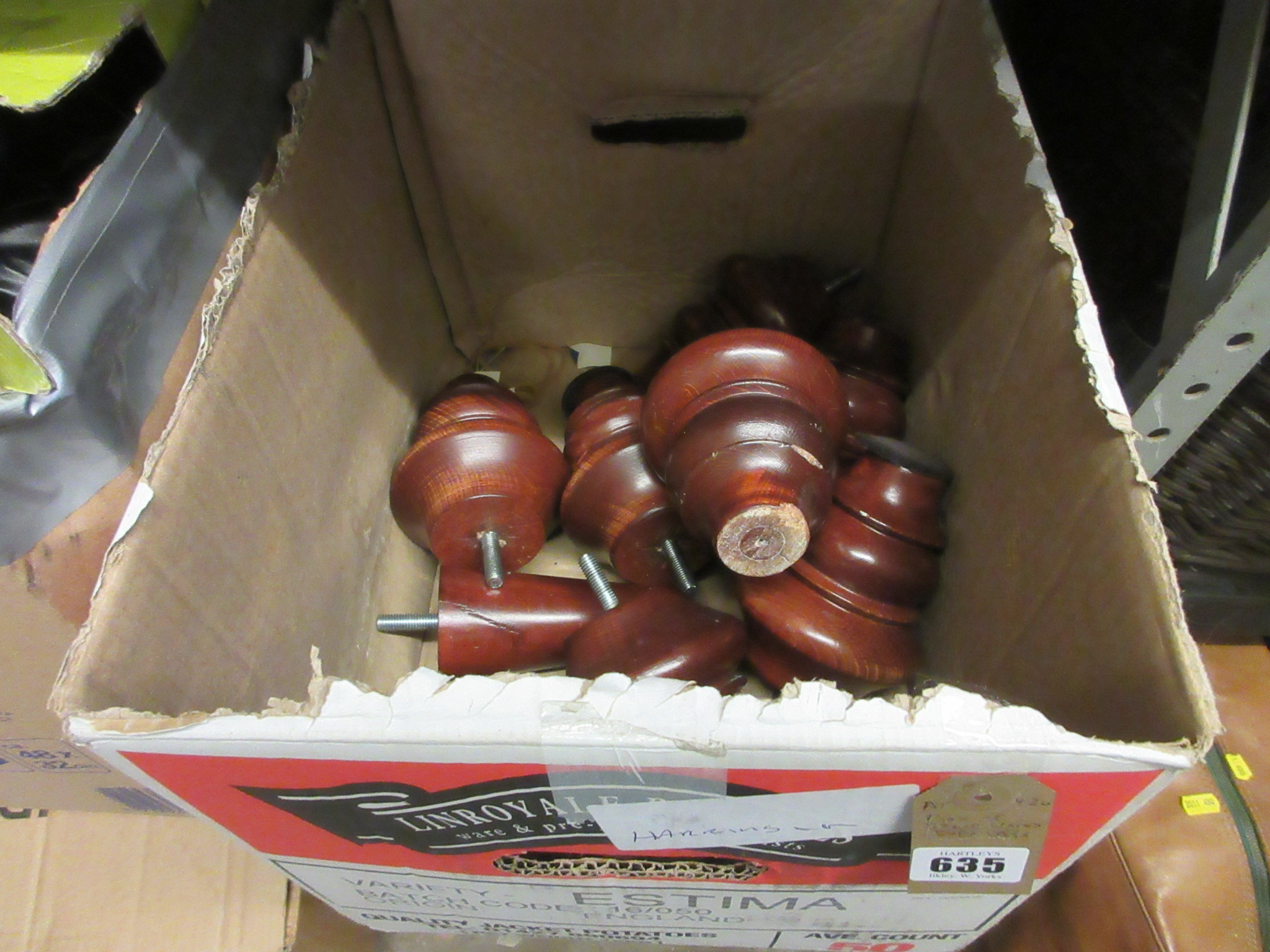BOX OF WOOD SETTEE LEGS Image