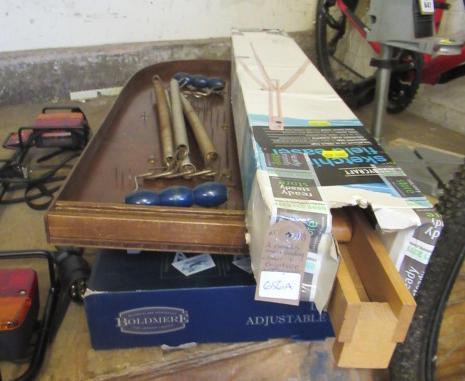 TWO EASELS, SMALL FOLDING CHAIR AND A BAGATELLE Image