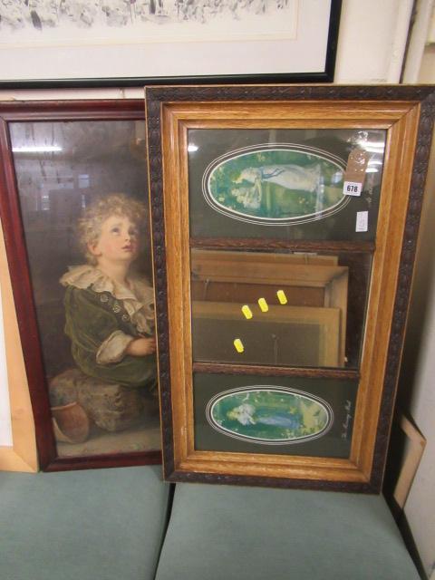 PRINT OF A BOY AND DECORATIVE MIRROR Image