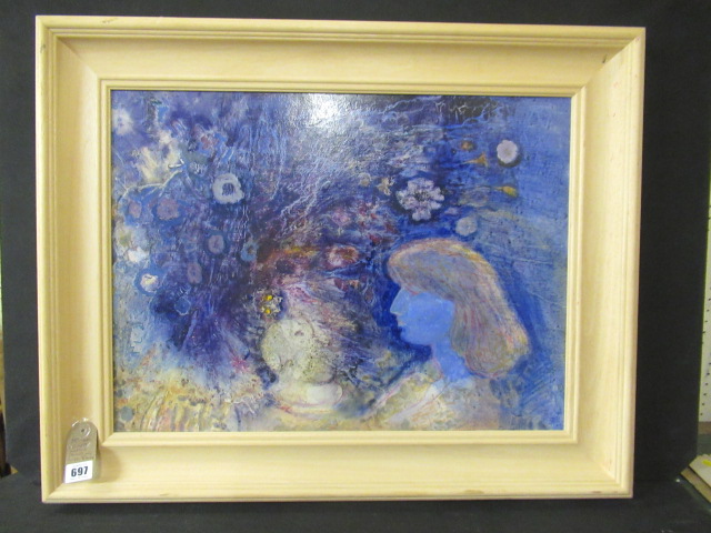 MIXED MEDIA PAINTING WITH FIGURE Image