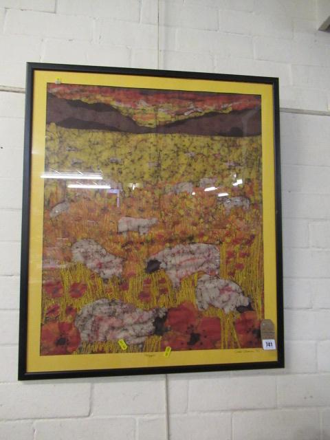 EMBROIDERED LANDSCAPE WITH SHEEP Image