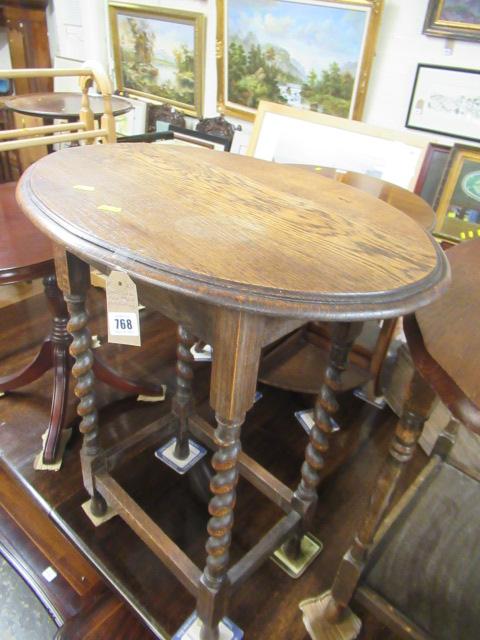 SMALL OAK HALL TABLE WITH BARLEY TWIST LEGS Image