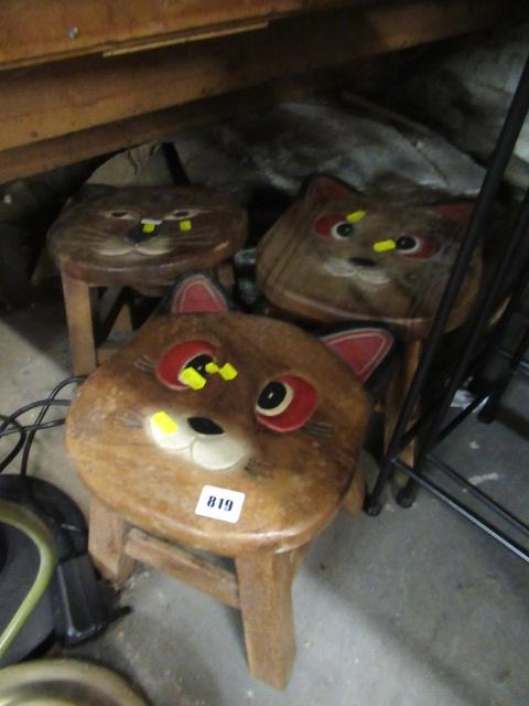 THREE VINTAGE CAT STOOLS Image