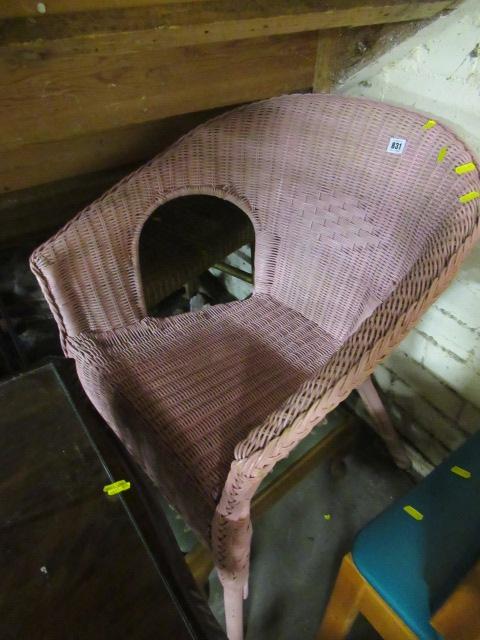 PINK LLOYD LOOM STYLE CHAIR WITH TWO STOOLS Image