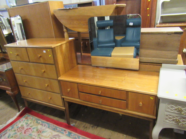 DRESSING TABLE WITH MIRROR AND CHEST OF DRAWERS Image