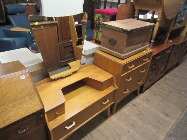 G-PLAN DRESSING TABLE WITH MIRROR AND THREE DRAWER CHEST Image