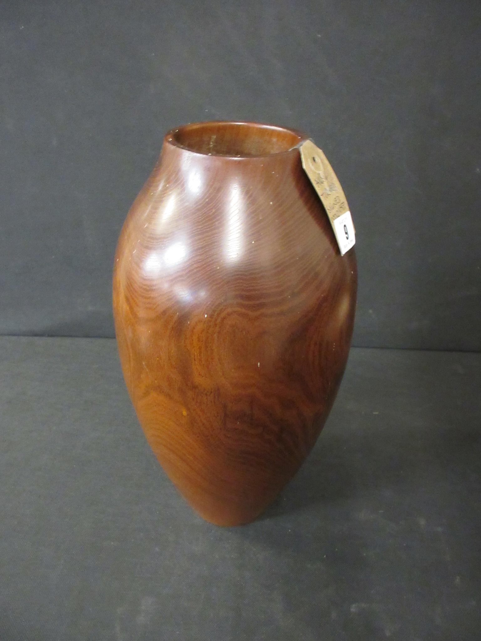 SIGNED TURNED WOOD VASE Image