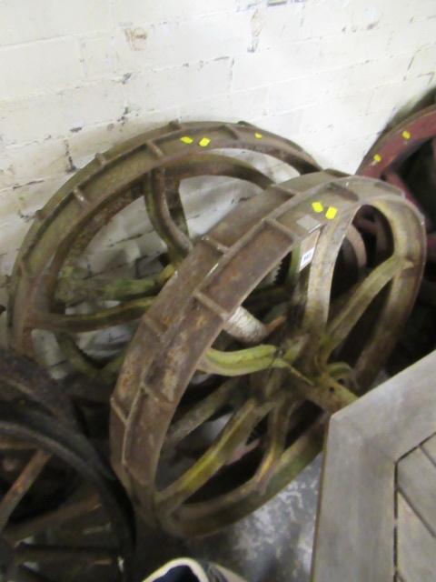 TWO LARGE METAL WHEELS Image