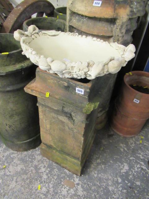 LARGE CHIMNEY POT AND A BIRD BATH Image