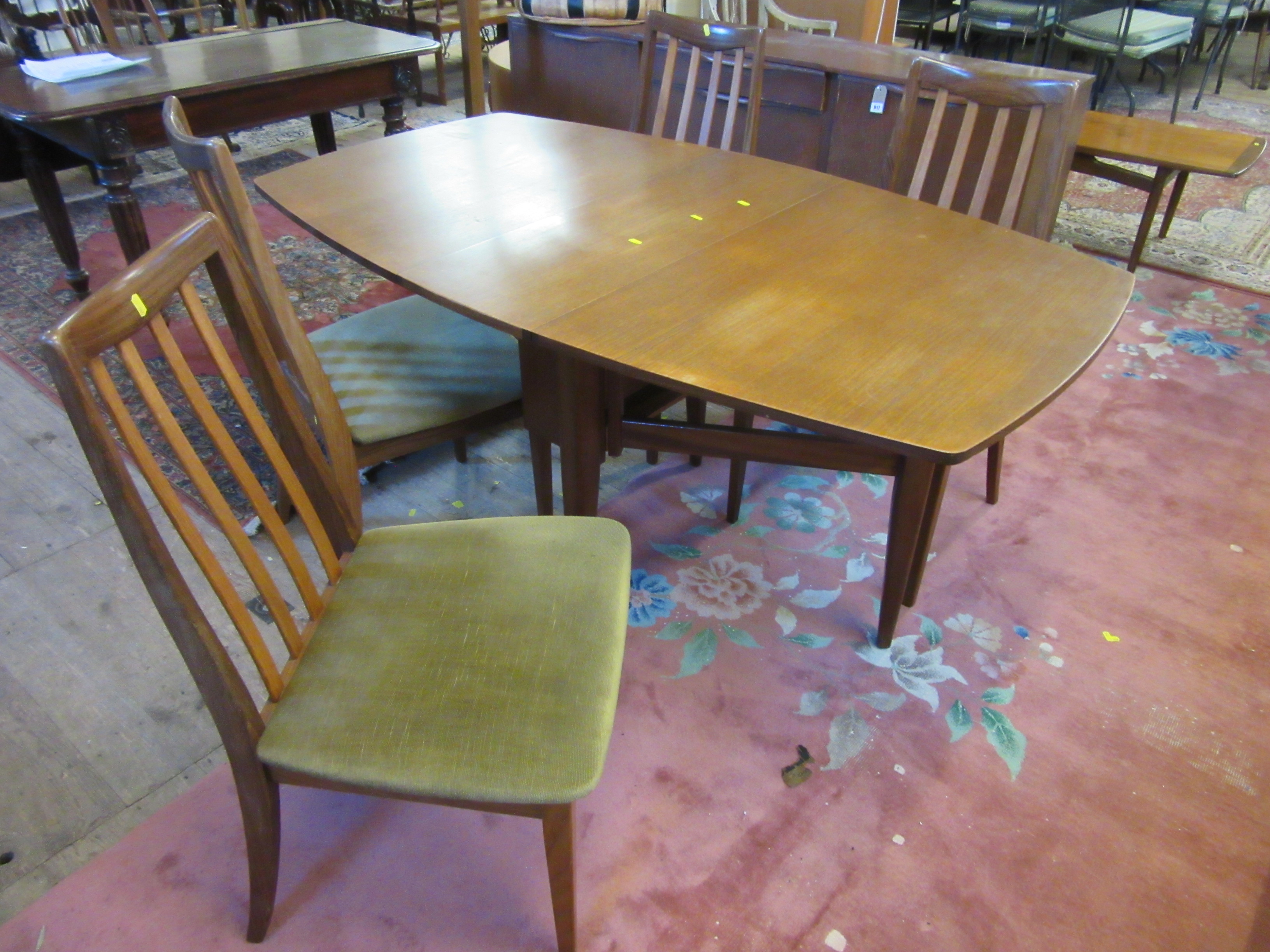 Retro teak folding table with four g-plan dining chairs | Hartleys ...