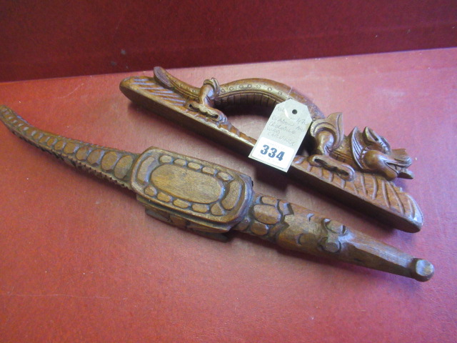 WOOD CARVINGS OF DRAGON AND CROCODILE Image