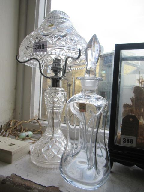 CRYSTAL TABLE LAMP AND A HOLMEGAARD DECANTER Image