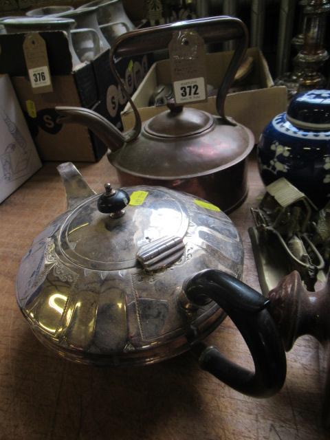 COPPER KETTLE AND AN EPNS TEAPOT Image