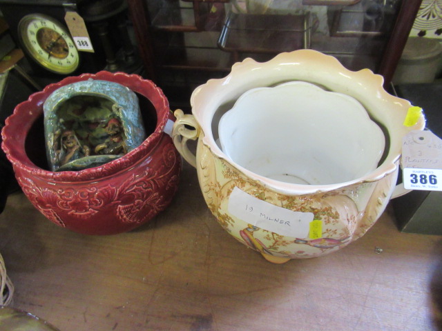 THREE CERAMIC PLANTERS ETC Image