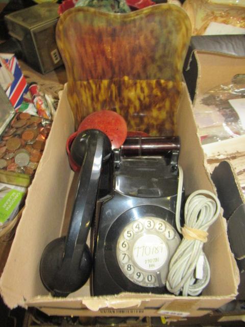 VINTAGE BAKELITE DRESSING TABLE SET AND A TELEPHONE Image