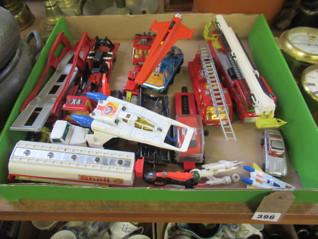 COLLECTION OF TOY VEHICLES INCLUDING CORGI BUCK ROGERS STAR FIGHTER AND A BATMOBILE Image