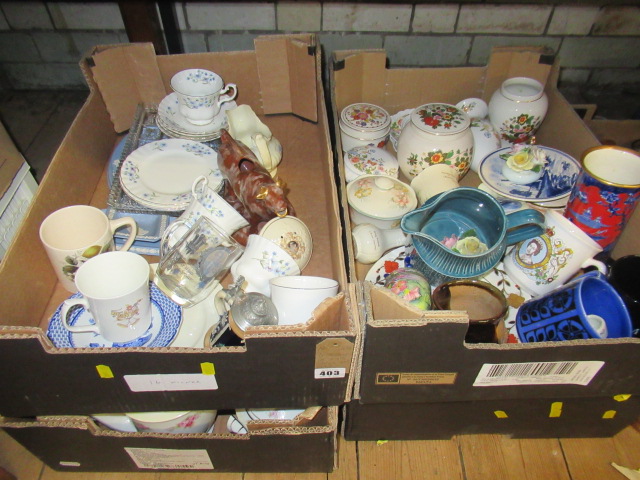 FOUR BOXES OF MIXED CHINA AND GLASS Image