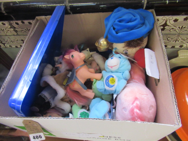 BOX OF TOYS INCLUDING MY LITTLE PONY AND CARE BEARS Image