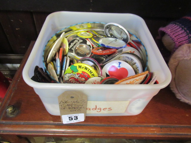 TUB OF COLLECTABLE BADGES ETC Image