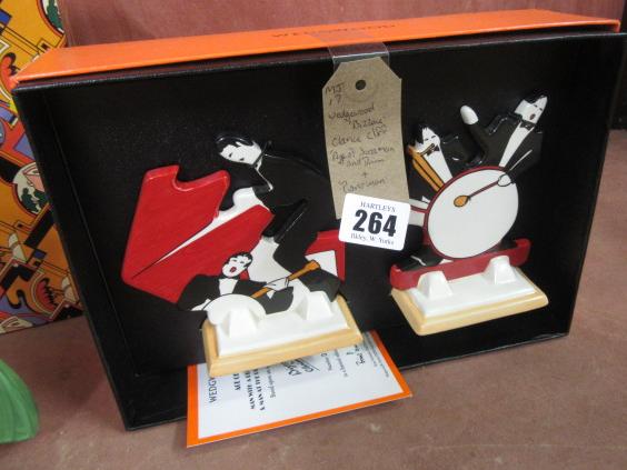 WEDGWOOD CLARICE CLIFF AGE OF JAZZ MAN AND DRUM AND PIANO MAN Image