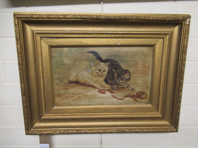 GILT FRAMED OIL OF KITTENS Image