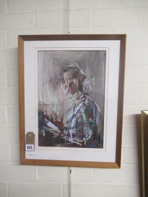 FRAMED PASTEL SKETCH OF A MODERNIST FIGURE Image